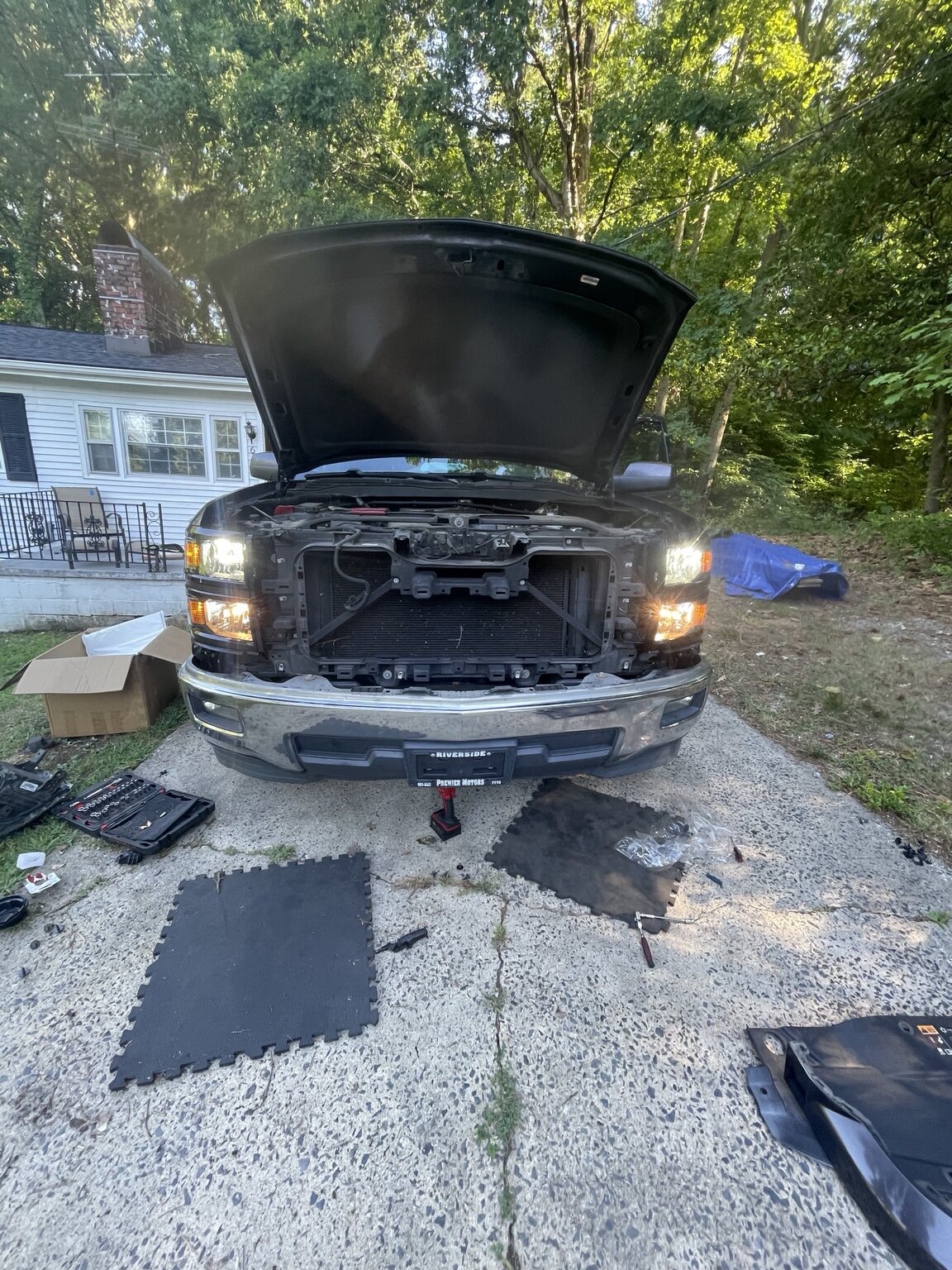 Front-end repair on a Chevrolet Silverado